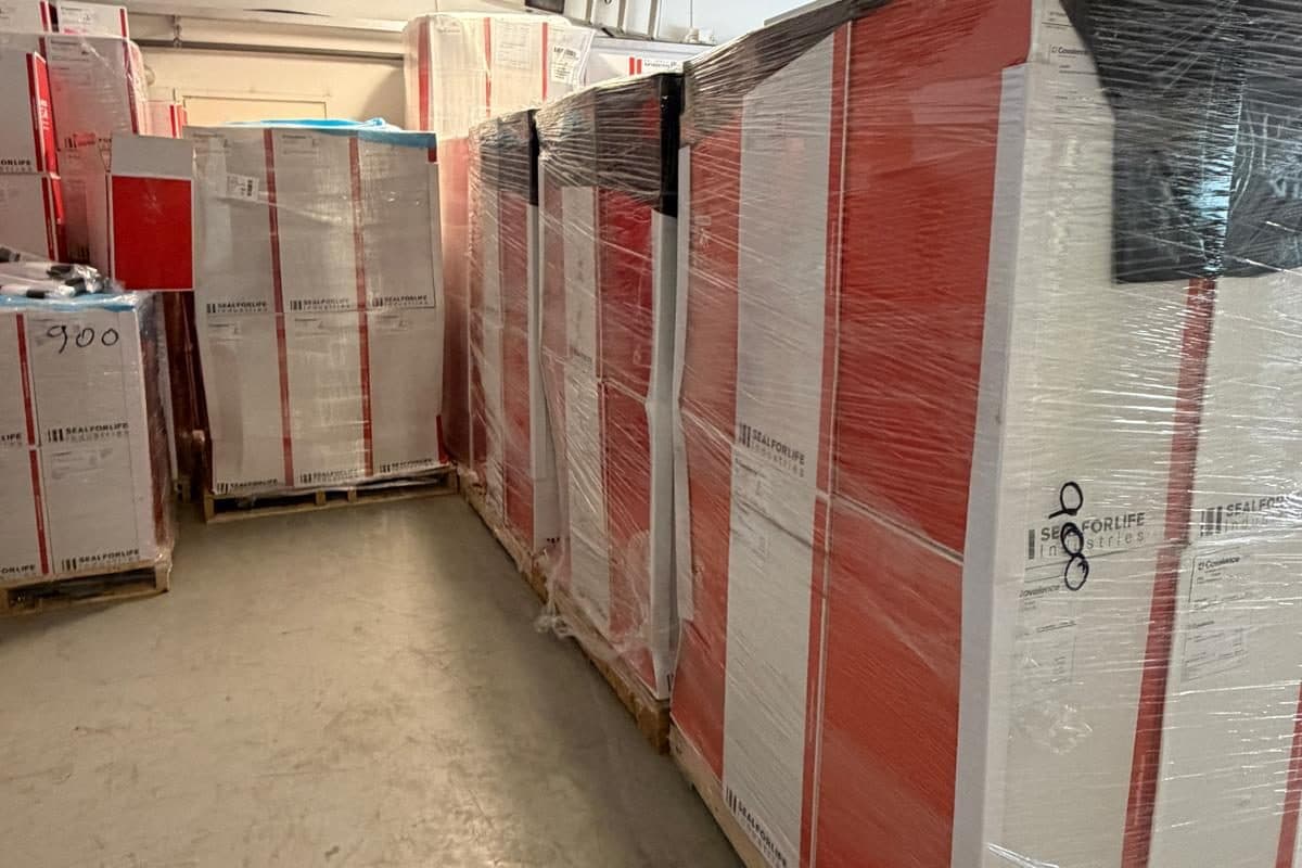 Warehouse aisle and pallets at Teollisuustie, Tuusula